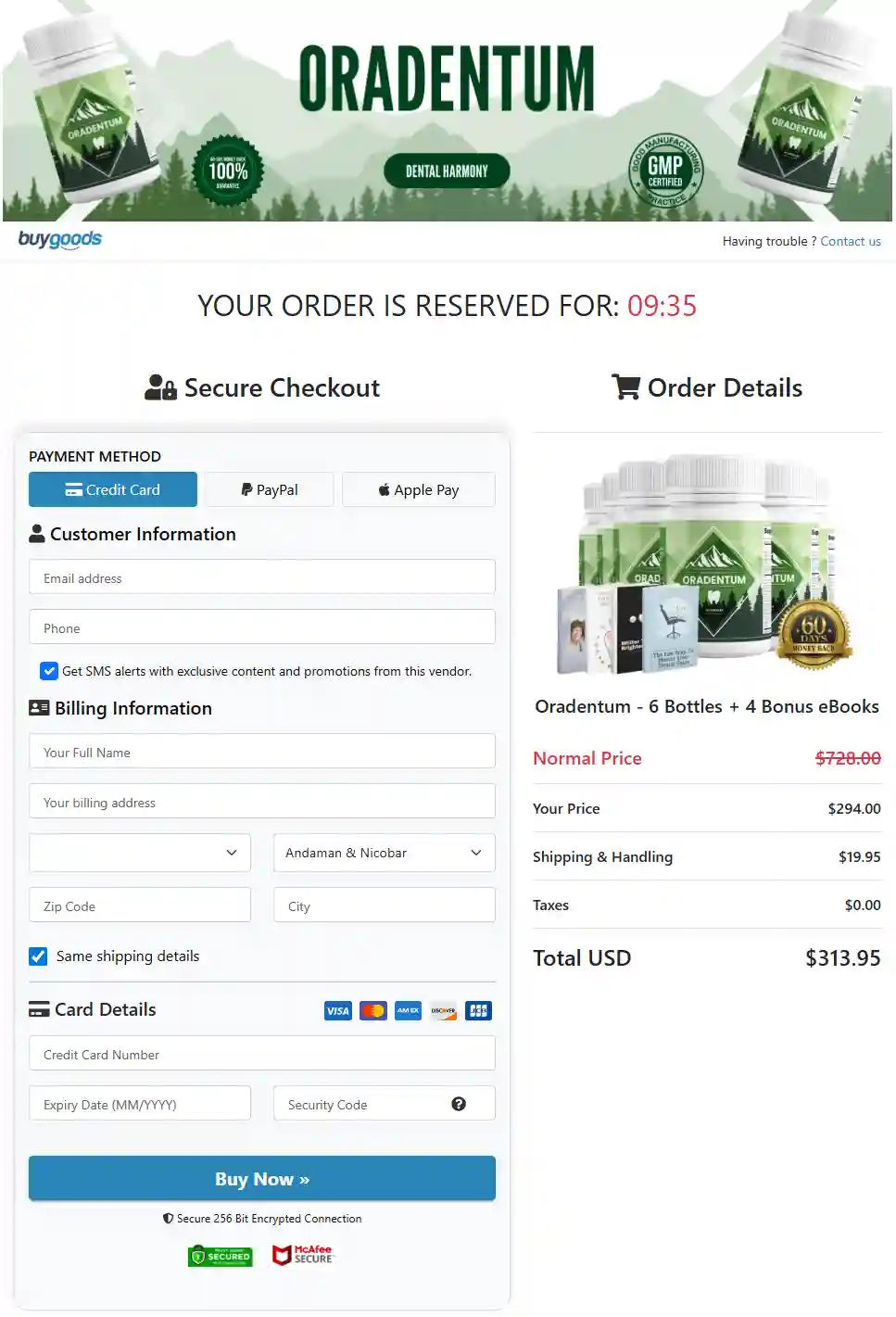 oradentum buy page